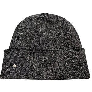 Kate Spade 2024 silver metallic knit beanie hat OS elegant winter classic glam